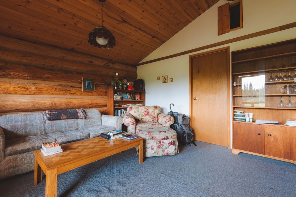 interior of the cabin, sofa and table