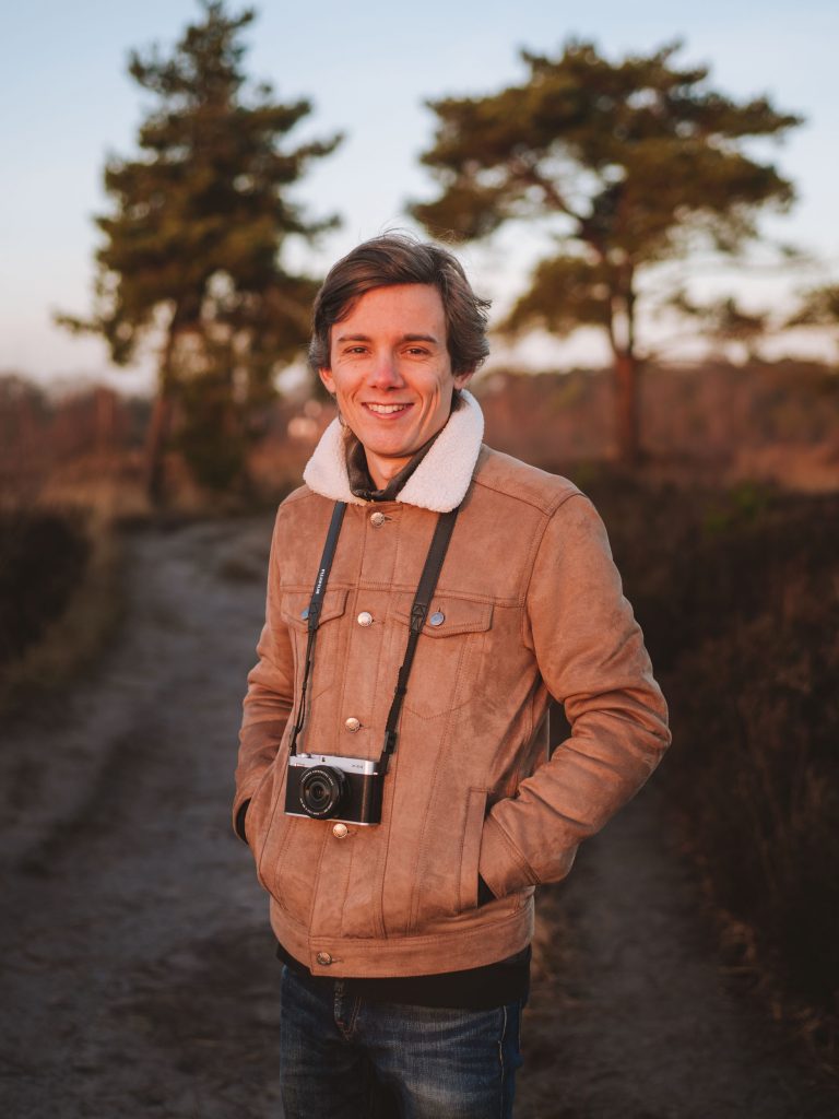 portrait of florian during sunrise in the Kalmthouse Heide