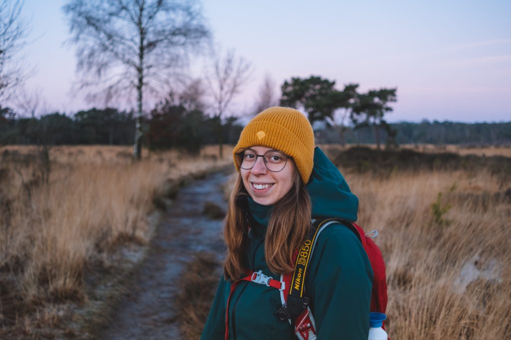 portrait of Kelly during sunrise in the Kalmthoutse Heide, Belgium