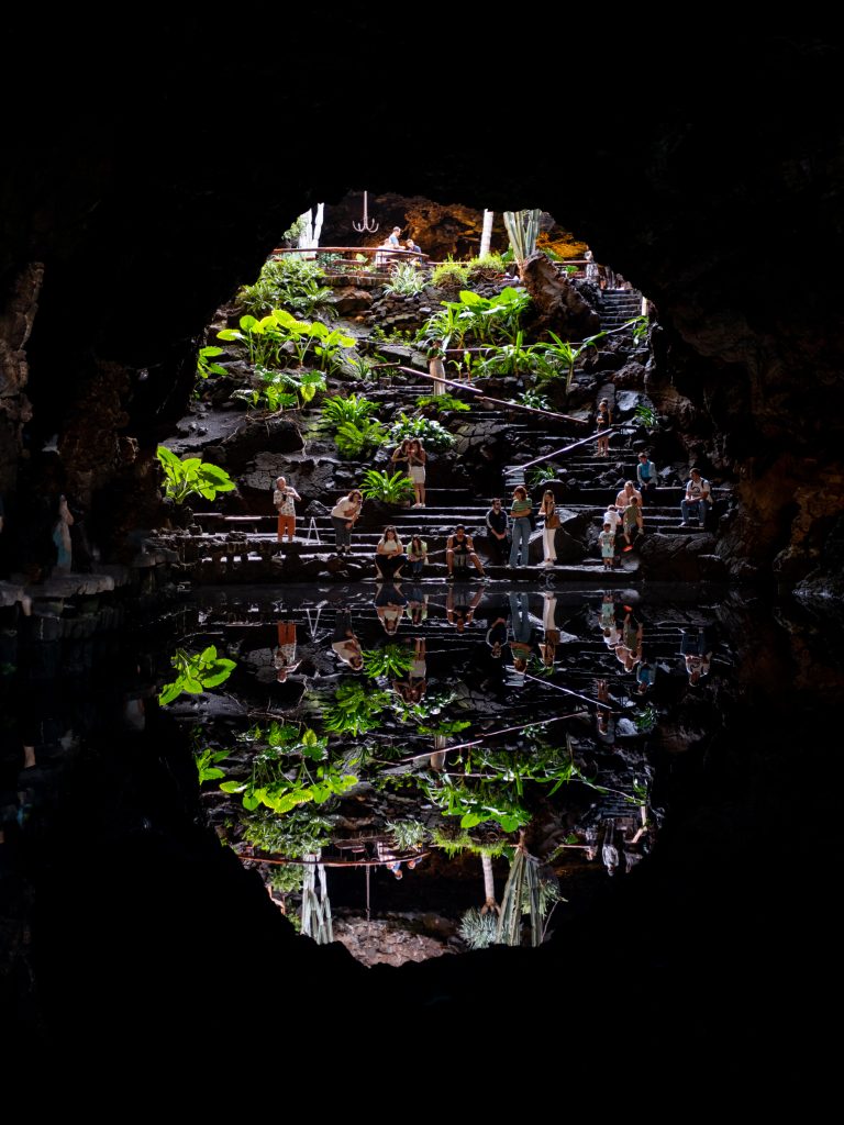 reflection of the cave in jameos del aqua