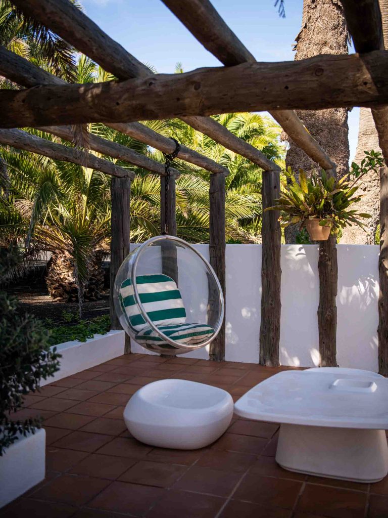 terrace with hanging chair in the home of cesar manrique in lanzarote
