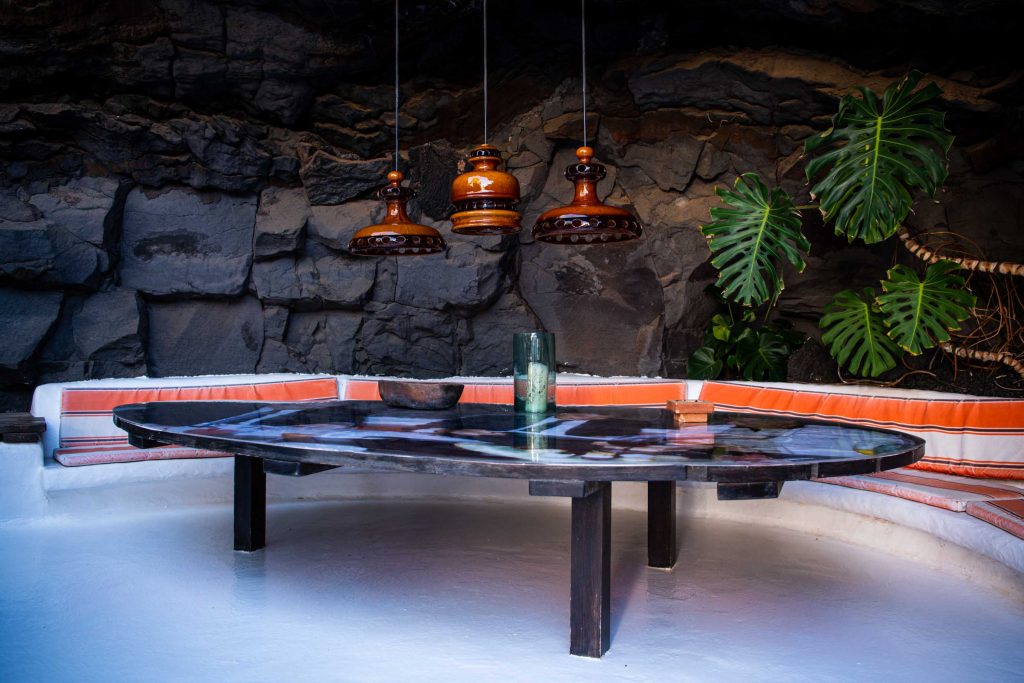 dining area in the volcano house by cesar manrique in lanzarote