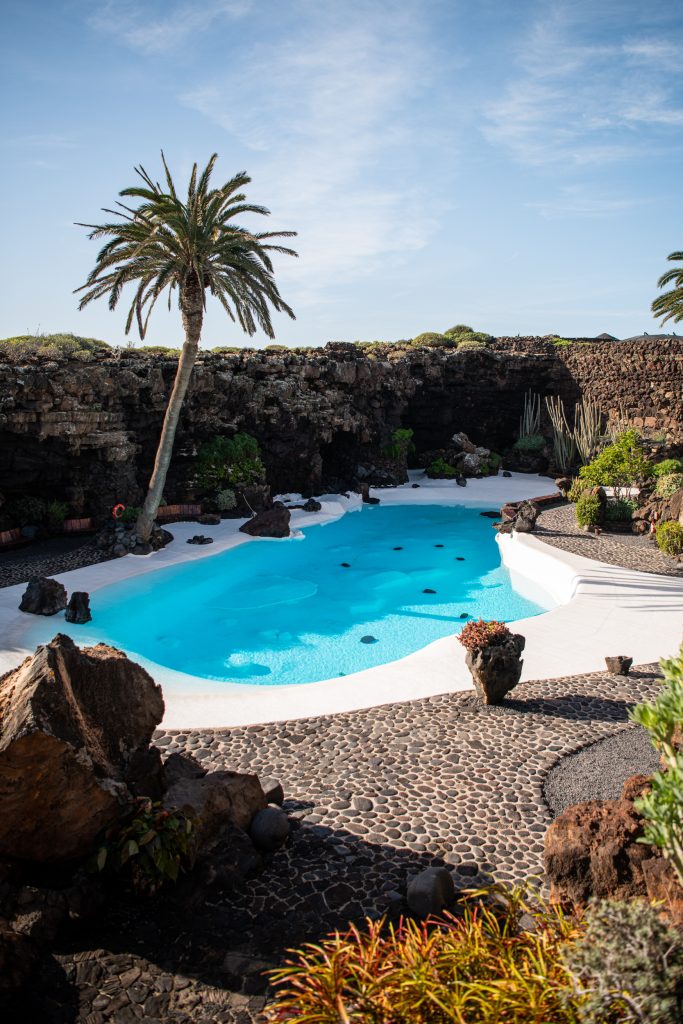 blue pool in jameos del aqua in lanzarote