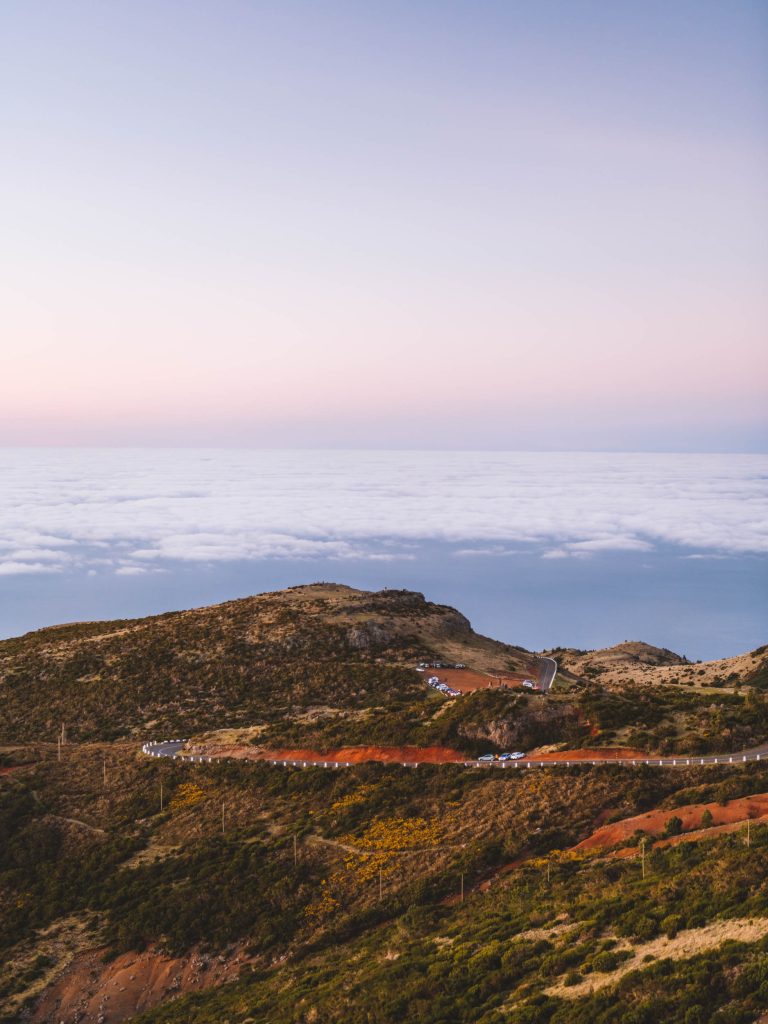 the road above the clouds at pico de arieiro in madeira
