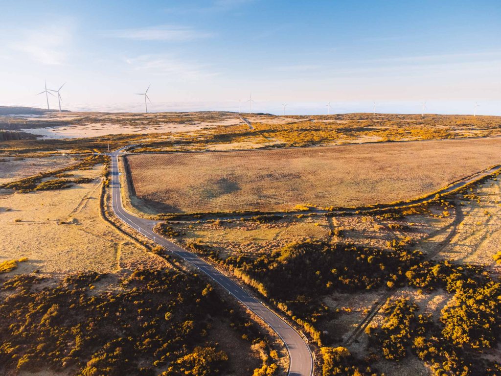 drone shot of the road at paul da serra plateau in madeira