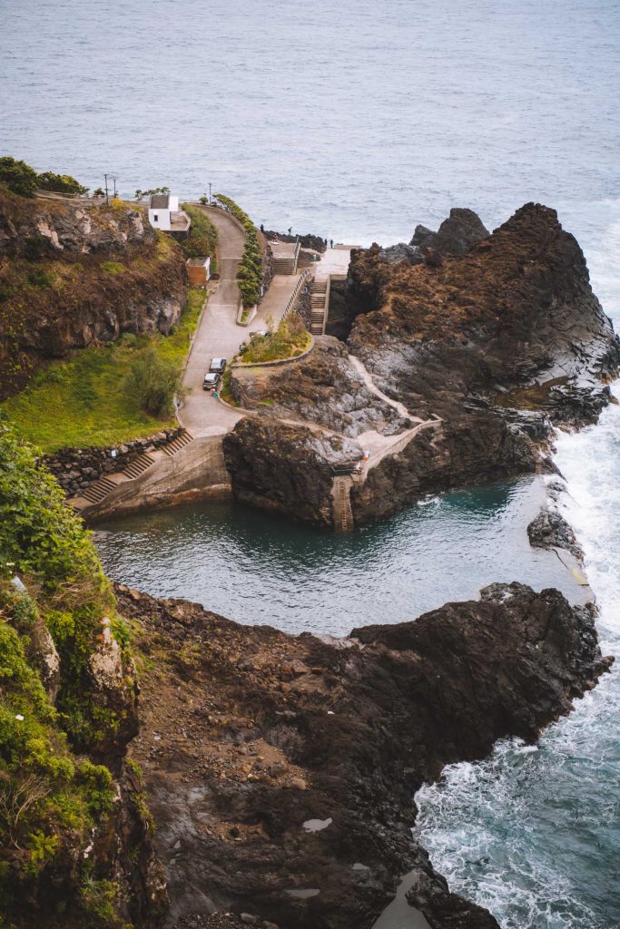 bird's eye view of the natural swimming pool in seixal